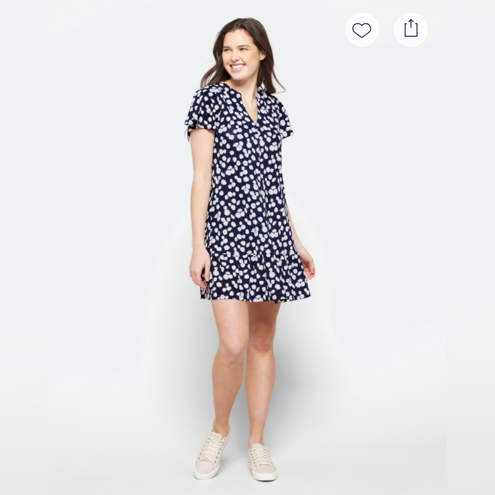 Elegant Navy and White Floral Dress